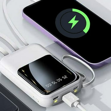 Clearance!Portable Charger Power Bank, 10000mAh Fast Charging Powerbank Battery Pack with Built in USB-C(10W) and iOS(10W) Output Cable Compatible with Phone Android etc (1 Pack, White)