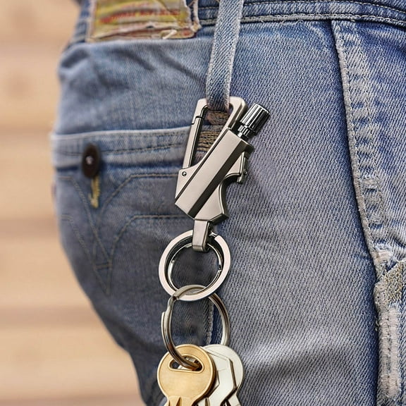 Clearance!Portable Multifunctional Ignition Device, Keychain Lighter with Bottle Opener Design, Permanent Match Infinity Lighter, Waterproof Fire Starter for Outdoor Camping Hiking(Silver,1pc)