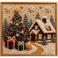thumbnail image 1 of Clearance! Premium 3D Pearl Christmas Wall Art Kit, Luxury Flocked Canvas DIY Holiday Decor with Pearl Beads, Christmas Craft Gift for Adults (Snowing House), 1 of 6