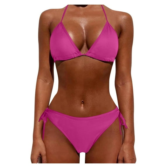 Prolriy Bikini Sets for Women Up Swimsuit Two Size Women Push Beachwear Bikini Plus Piece Sets Swimwears Tankinis Set Womens Swimsuits Hot Pink L