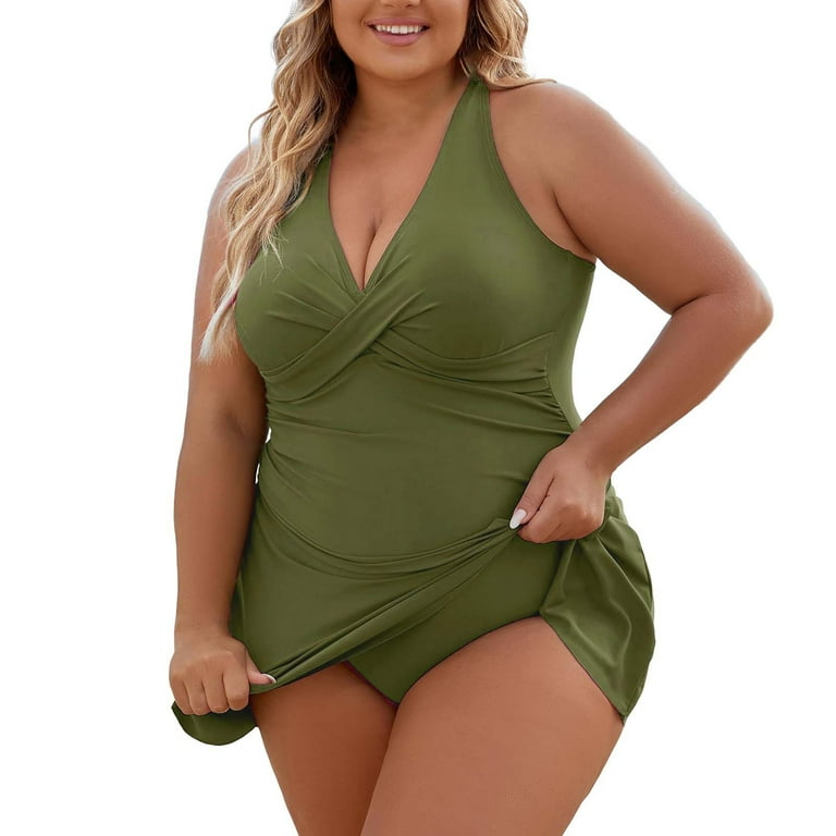 Clearance Prolriy One Piece Swimsuit Women Womens Plus Size Swim Dress Swimsuit Bathing Suits Swim Suits Womens Swimsuits Green XL