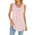 thumbnail image 1 of Clearance! Prolriy Tank Tops for Women Sleeveless Solid Color Shirt Loose T Shirt Long Vest Top Womens Tops Summer Tops for Women Trendy Pink S, 1 of 8