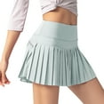 thumbnail image 1 of Clearance! Prolriy Tennis Skirt Women's High Waisted Running Skorts Sports Pleated Skirts Pockets Pant Skirts Skirts for Women Light Blue XXL, 1 of 4