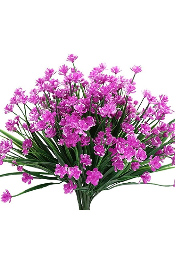 Clearance & Promo,8 Bundles Artificial Outdoor Flowers Fake Flowers Green Shrubs Garden Porch Outdoor Artificial Flowers Decorate Winter Tree Skirts | Plastic,Pink,MIANHT