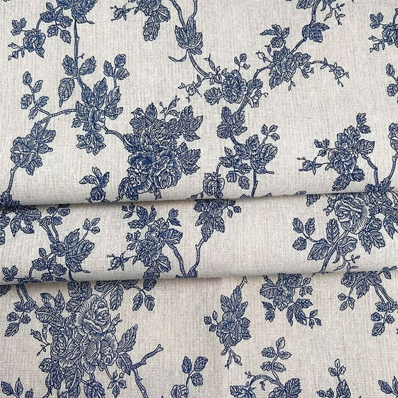 Clearance & Promo, Blue Floral Tablecloth, Retro Cotton Linen Blue Flower Rose Tablecloth for Dining, Elegant Table Nappe for Home, Kitchen, and Events Under 25 | Cloth, Blue, Blaxill