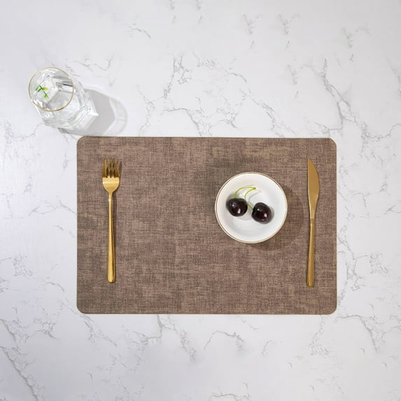 Clearance & Promo, Elegant Table Runner & Leather Placemats Set: Double-Sided Western Style, Heat Insulating, Perfect for Dining Room Decor - Enhance Your Meal Experience with Stylish Comfort