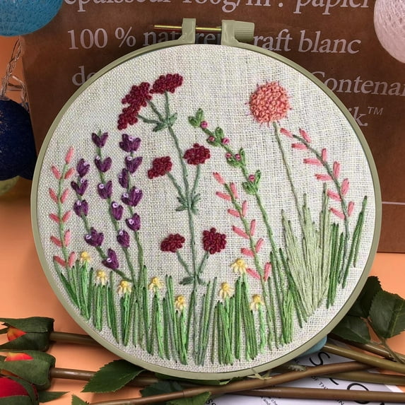 Clearance & Promo, Embroidery Flower Kit for Beginners, Hand Embroidery DIY Set with Materials, Easy Starter Pack for Creative Crafting, Step-by-Step Guide Included, Perfect Gift for Hobbyists