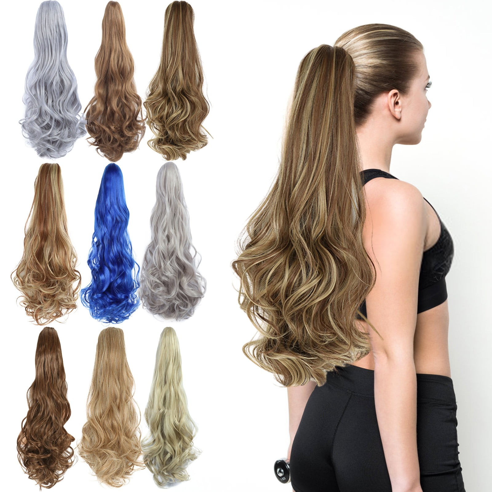 How Much Does A Wig Extension Weigh Clearance & Promo, European - style Long Curly Clamping Ponytail Wig