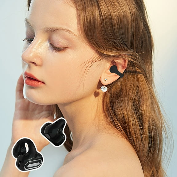 Clearance & Promo, Open Ear Headphones 2023,Conduction Bluetooth 5.3 Earbuds with Accuse Control,Dual 16.2mm Drivers for Enhanced Bass , Bluetooth Headphones | Plastic, Black, MIANHT