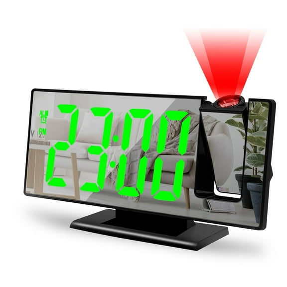 Alarm Clock Led Projection Alarm Clock with Mirror Screen Temperature Display and Nightlight for Bedroom JASKFLY