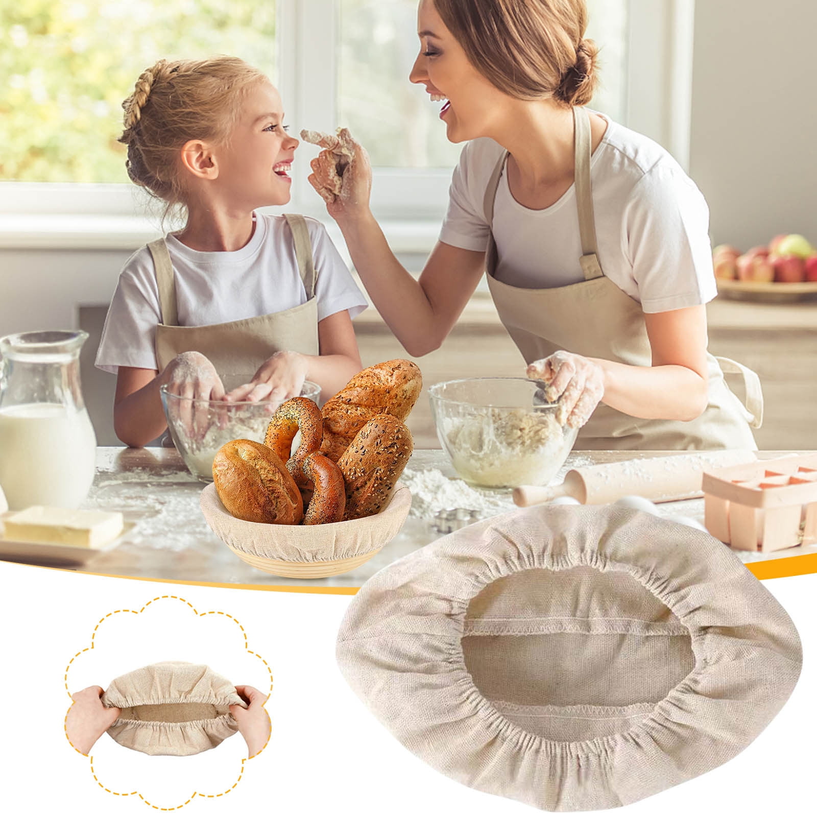 Meilzer Sourdough Bread Proofing Basket Set - Round & Oval 10" Bannetons With Liner, Lame, Scraper & Tools