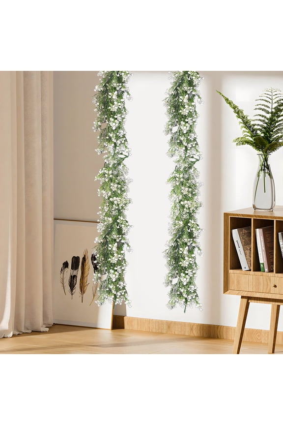 Simulation Rattan Flower Vines Decorative Fake Flowers for Living Room Ceiling or Shade Plastic Twisted Eucalyptus Rattan|Plastic White Yulucky