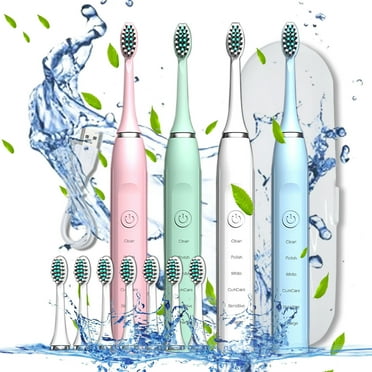 Clearance & Promo, Toothbrush with Box: 8 Brush Heads, Toothbrush Box Included, 5 Cleaning Modes, Smart 20-speed Timer, IPX7 Waterproof, New Version, Under 10 | Plastic, Blue, MIANHT