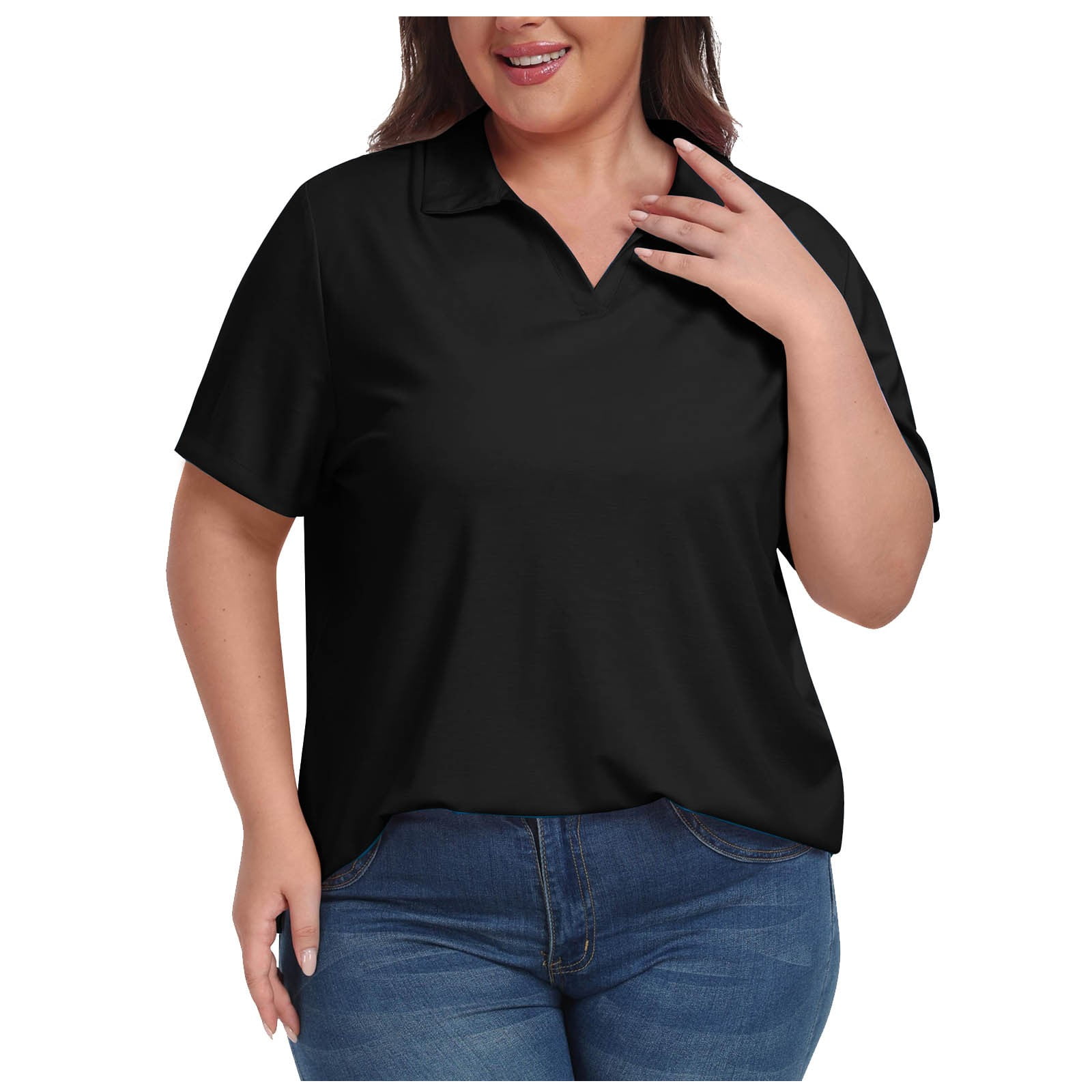 Thin Loose-fitting Plus Size V-neck Top
