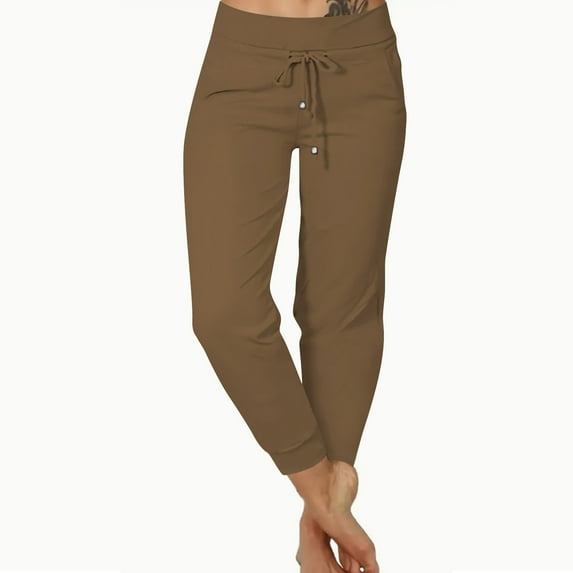 Clearance & Promo, Women's Sweatpants, Loose Soft Drawstring Yoga Pants with Pockets, Comfortable Workout Causal Trousers for Travel, Lounge, or Relaxed Daily Fashion | Sopatenor, Khaki S