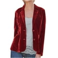 thumbnail image 1 of Clearance Promotion Fall Winte BVnarty Discount Women's Jacket Coat Lightweight Shacket Jacket Casual Plus Size Cozy Retro Velvet Cardigan Winter Fashion Top Solid Color Suit Collar Long Sleeve Red S, 1 of 4