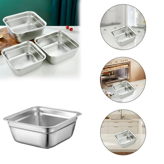 Clearance Promotion KULOKHUI Storage Bags 1PC Dish Tub For Kitchen Sink Square Stainless Tub With Smooth & Wide Edge Stackable Stable Flat Bottom Multi Purpose Wash Basin For MixingSilverOne Size