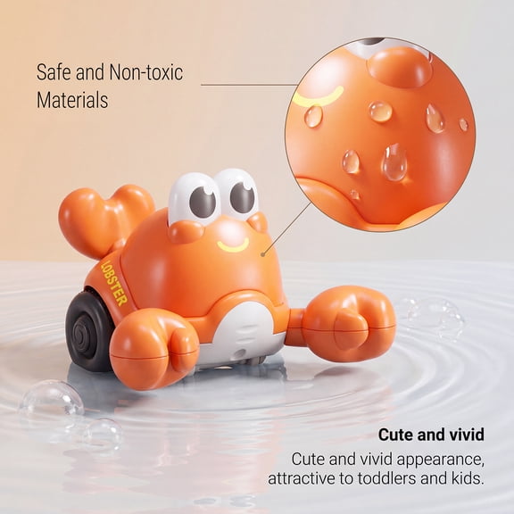 Clearance! Pull String Bath Toys Kids - Orange Lobster Floating Toy, No Batteries, Smooth Surface, Perfect for Pool and Bathtub Play