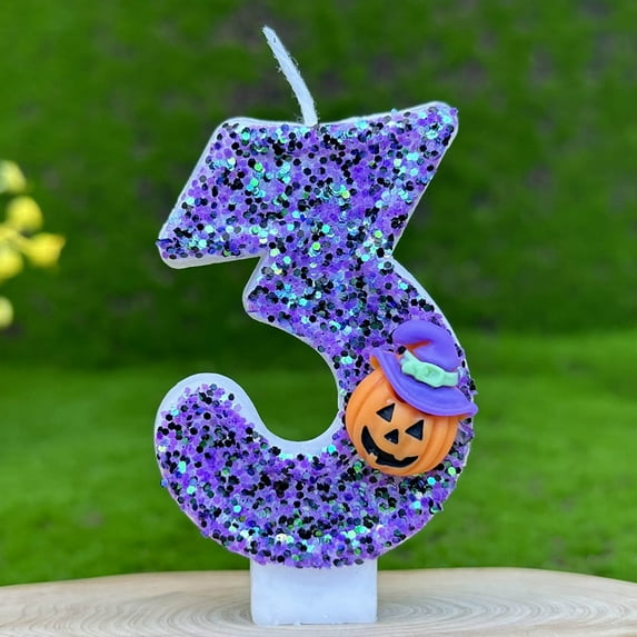 Clearance! Pumpkin Purple Number Candle, 2" Cute Purple Candle for Halloween & Birthday, Birthday Candles, Halloween Cake Toppers for Birthday Decoration Halloween Themed Party