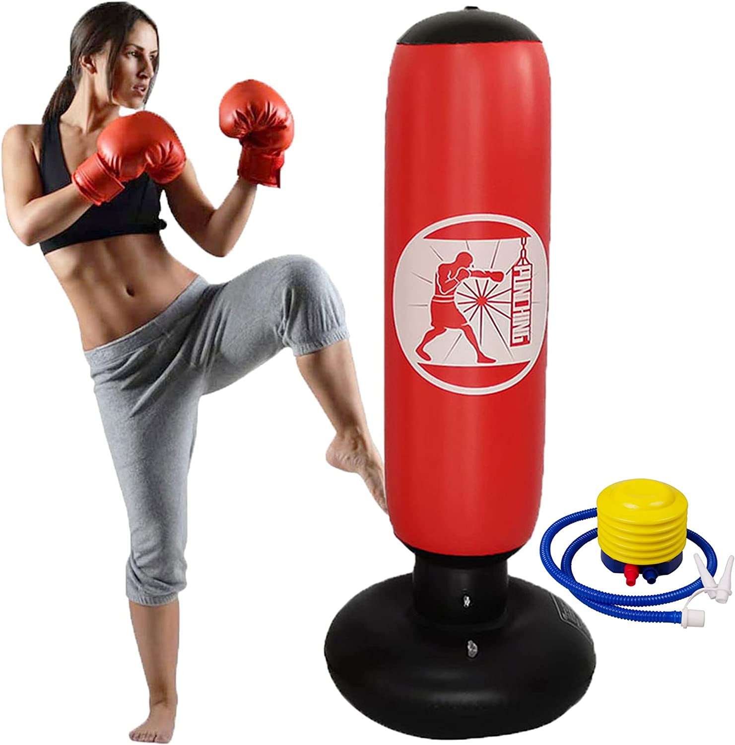 Clearance! Punching Bag, 47 Freestanding Heavy Boxing Bag with Stand for Adult Teens Kids, Kickboxing Bag for Home Office Gym