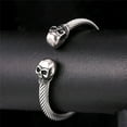 thumbnail image 1 of [Clearance]Punk Skull Bracelet Silver Open Cuff Bracelets for Men Women Halloween Gift Jewelry Everyday Bracelet Bangle, 1 of 5