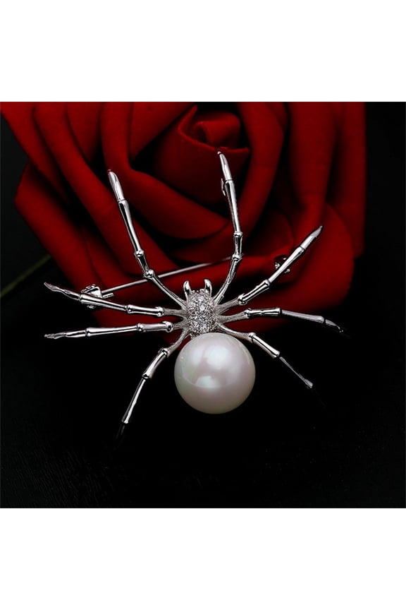 Clearance!Punk Spider Crystal Bead Brooch Pin Set for Women Men Rock Gothic Faux PearlAnimal Backpack Scarf Shirt Bag Hat Shawl Pin Bar Party Body Halloween Jewelry Gift