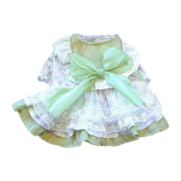 Clearance! Puppy Dog Skirt Pet Dog Lace Cake Camisole Tutu Dress Light Green,L