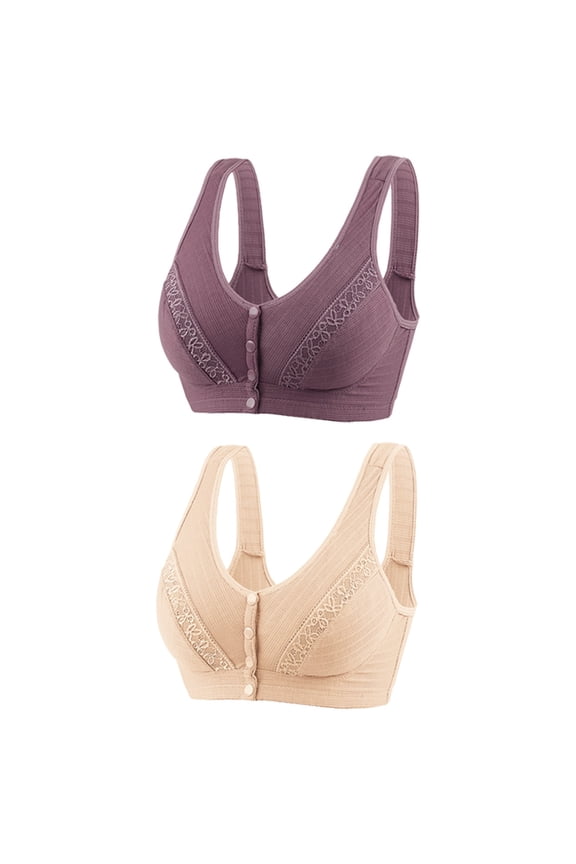 Push up Bras for Women No Underwire Pullover Bra Feature V-Neck Bralette Bra Style W-1013 Hook and Eye Closure Wirefree Push up Bra Purple 3XL