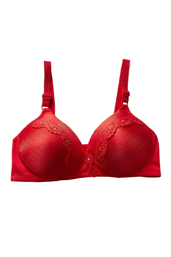 Clothing Push Up Bras for Women Women's Fashion Comfortable Medium And Old Age Large Thin No Steel Ring Brushed Three Breasted Comfortable Bra Plus Size Lace Bras Underwire Brassiere Everyday Bras