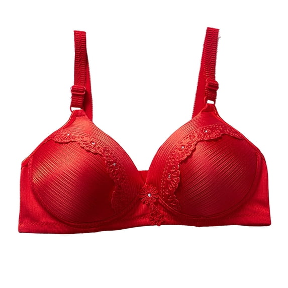 Clothing Push Up Bras for Women Women's Fashion Comfortable Medium And Old Age Large Thin No Steel Ring Brushed Three Breasted Comfortable Bra Plus Size Lace Bras Underwire Brassiere Everyday Bras