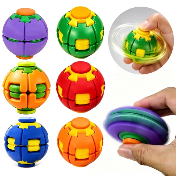 Clearance Push to Spin Fidget Stress Ball, 2-In-1 Press & Auto Rotate Decompression Toys, Pocket Portable Fidget Spinner for Office Anxiety Relief, Calming Toys for Adults Kiddo (Purple)