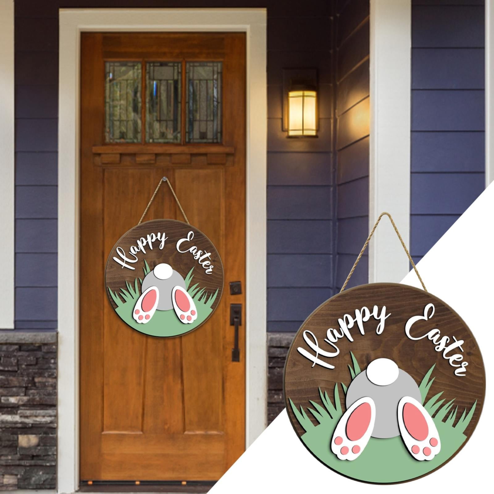 Clearance! QAQuu Easter Wooden Hanging Sign Bunny Welcome Door Hanger ...