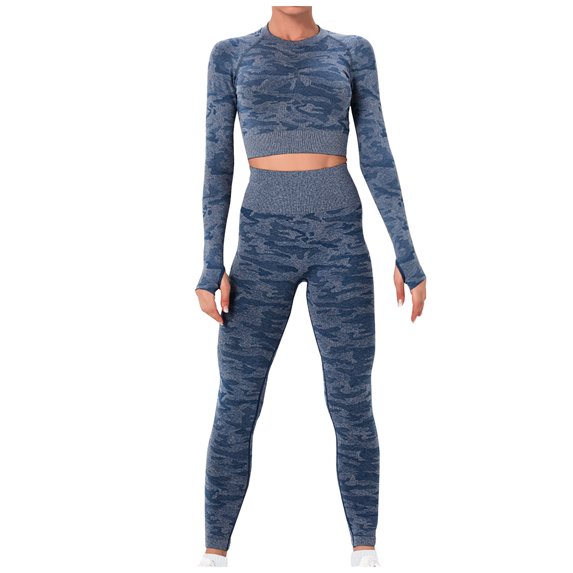 Clearance! QIPOPIQ Women's Leggings Summer Sports Plus Size Seamless Hollow Yoga Long Sleeve Yoga Suit Fitness Running Yoga Set