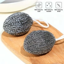 Qnjujn 2 Pack Stainless Steel Chainmail Scrubber - Pot Pan Grill Cleaner with Lanyard - Rustproof Dishwashing Scouring Pads for Tough Grease Kitchen Cleaning