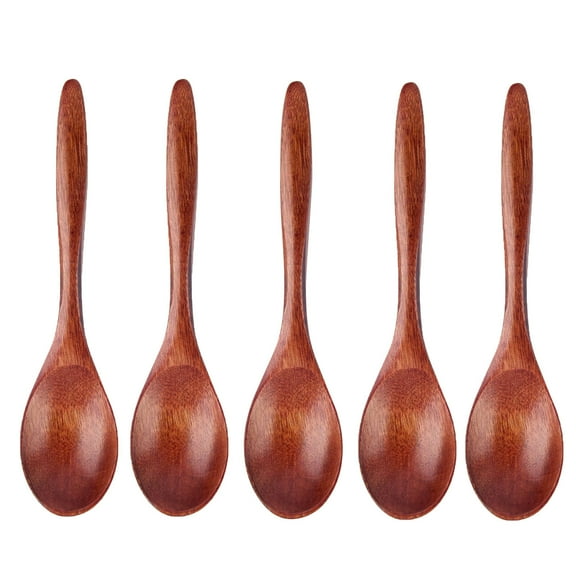 Qnjujn 5-Piece Wooden Tea Spoon Set - Compact Kitchen Utensils for Seasoning, Coffee, Sugar, Jar Storage, Eco-Friendly Supplies