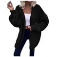 thumbnail image 1 of Clearance RQYYD Womens Chunky Cardigan Cable Knit Oversized Lantern Long Sleeve Open Front Cardigan Sweaters Solid Casual Fall Winter Outwear (Black,M), 1 of 9