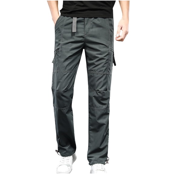 RYRJJ Cargo Pants for Men Ripstop Water Resistant Hiking Work Pants Lightweight Outdoor Jogger Trousers with Multi Pockets(Gray,4XL)