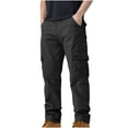 thumbnail image 1 of RYRJJ Men Outdoor Cargo Pants Lightweight Straight Type Fitness Pant Hiking Jogger Classic Fit Work Trousers with Multi Pockets(Black,S), 1 of 5