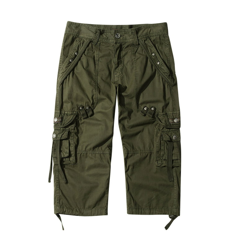 Clearance RYRJJ Men's Capri Cargo Shorts Casual Hiking Military