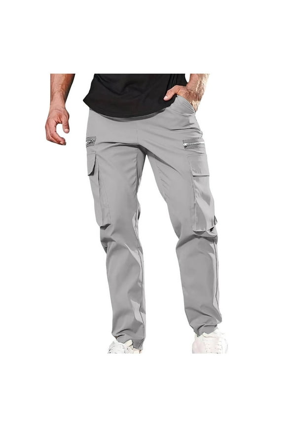 Men's Cargo Pants Cotton Ripstop Hiking Work Pants Comfort Casual Outdoor Trousers with Multi Pockets(Gray,XXL)