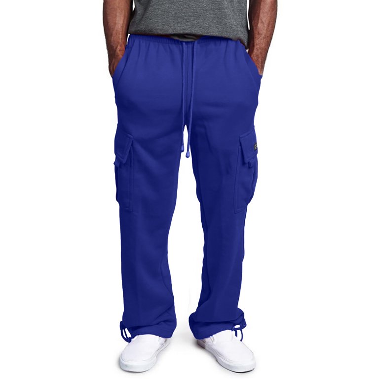 Clearance RYRJJ Men's Cargo Pants Relaxed Fit Sport Pants Jogger Sweatpants  Drawstring Outdoor Trousers Classic Fit Multi-Pockets(Blue,4XL)