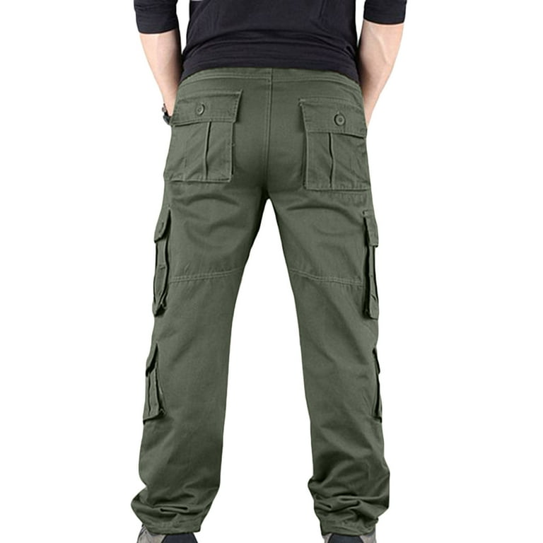Clearance RYRJJ Men's Casual Hiking Pants Tactical Wild Combat Baggy Ripstop  Cargo Work Pants Trousers with Multi-Pockets(No Belt)(Army Green,M) 