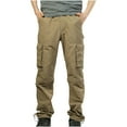 thumbnail image 1 of RYRJJ Men's Hiking Pants Convertible Quick Dry Lightweight Zip-Off Cargo Pants Outdoor Travel Camping Fishing Trousers(Khaki,L), 1 of 9