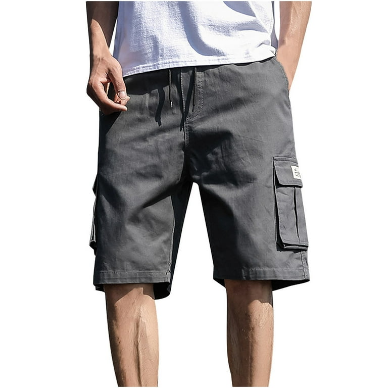 Clearance RYRJJ Mens Casual Twill Cargo Shorts Cotton Drawstring Relaxed  Fit Classic Cargo Stretch Short with Multi-Pockets(Dark Gray,XL) 