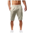 thumbnail image 1 of RYRJJ Mens Cotton Linen Shorts Casual Drawstring Summer Workout Yoga Beach Shorts with Elastic Waist and Pockets(Khaki,XXL), 1 of 5
