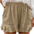 thumbnail image 1 of Clearance RYRJJ Summer Lounge Shorts for Women Fashion Linen Elastic Waist Wide Leg Flowy Comfy Pockets Short Pants(Khaki,4XL), 1 of 7