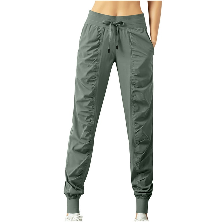 Clearance RYRJJ Women's Cargo Joggers Lightweight Quick Dry Hiking Pants  Athletic Workout Lounge Casual Outdoor Travel Tapered Sweatpants(Army