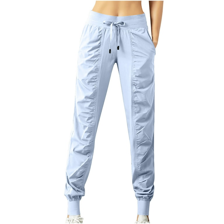 Clearance RYRJJ Women's Cargo Joggers Lightweight Quick Dry Hiking Pants  Athletic Workout Lounge Casual Outdoor Travel Tapered Sweatpants(Blue,XL)