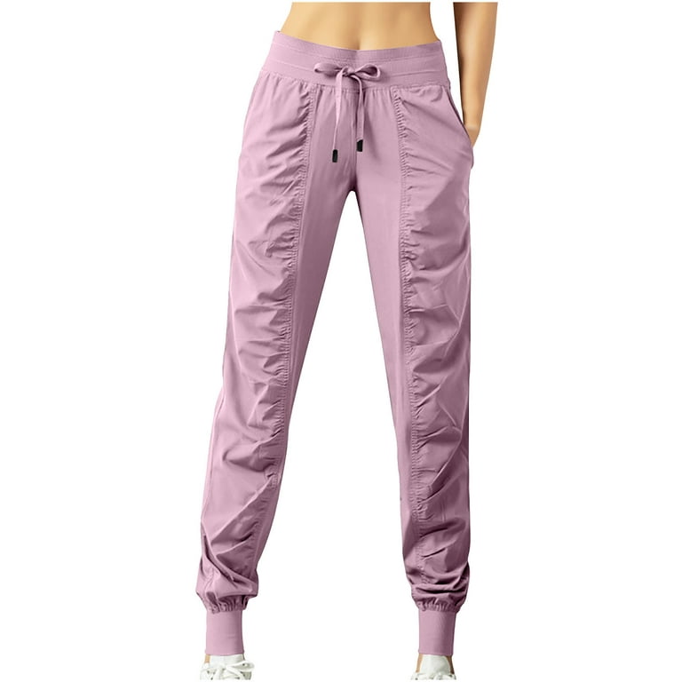 Clearance RYRJJ Women's Cargo Joggers Lightweight Quick Dry Hiking Pants  Athletic Workout Lounge Casual Outdoor Travel Tapered Sweatpants(Light  Purple,L) 