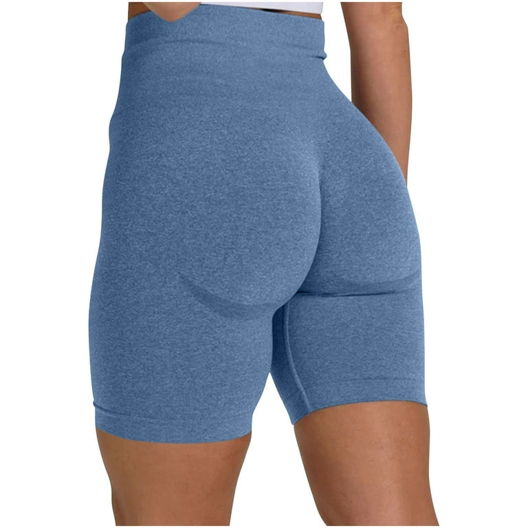 Clearance RYRJJ Womens Contour Scrunch Butt Lifting Seamless Leggings Booty  High Waisted Workout Yoga Pants(Navy,M) 